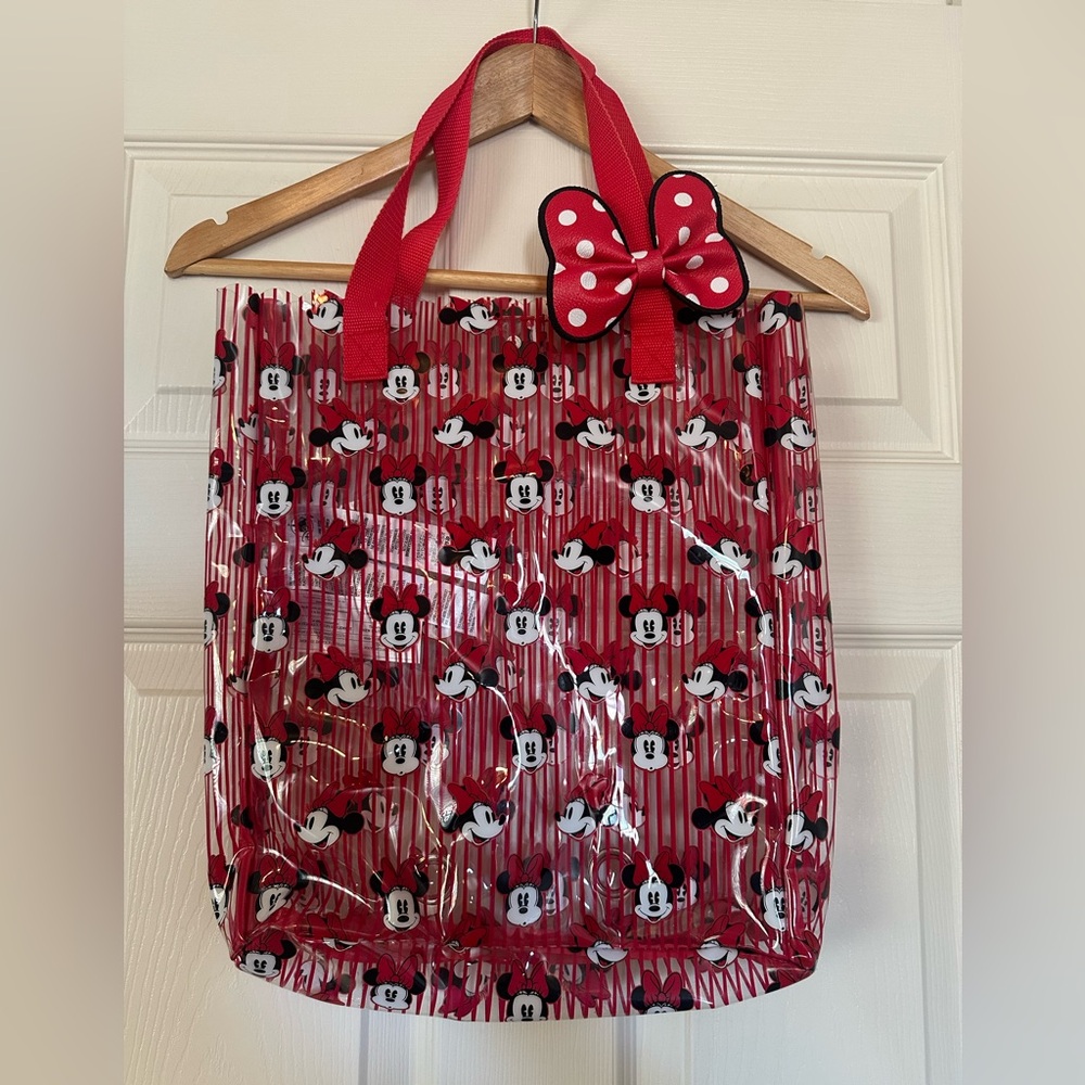 Disney NWOT Clear Tote with Red and Black Minnie Mouse Print and Bow - Picture 9 of 9
